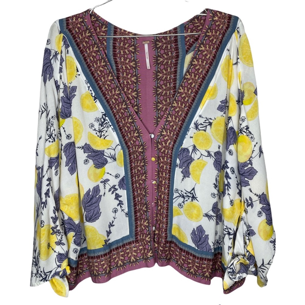 Free People Freshly Squeezed Lemon Print Blouse